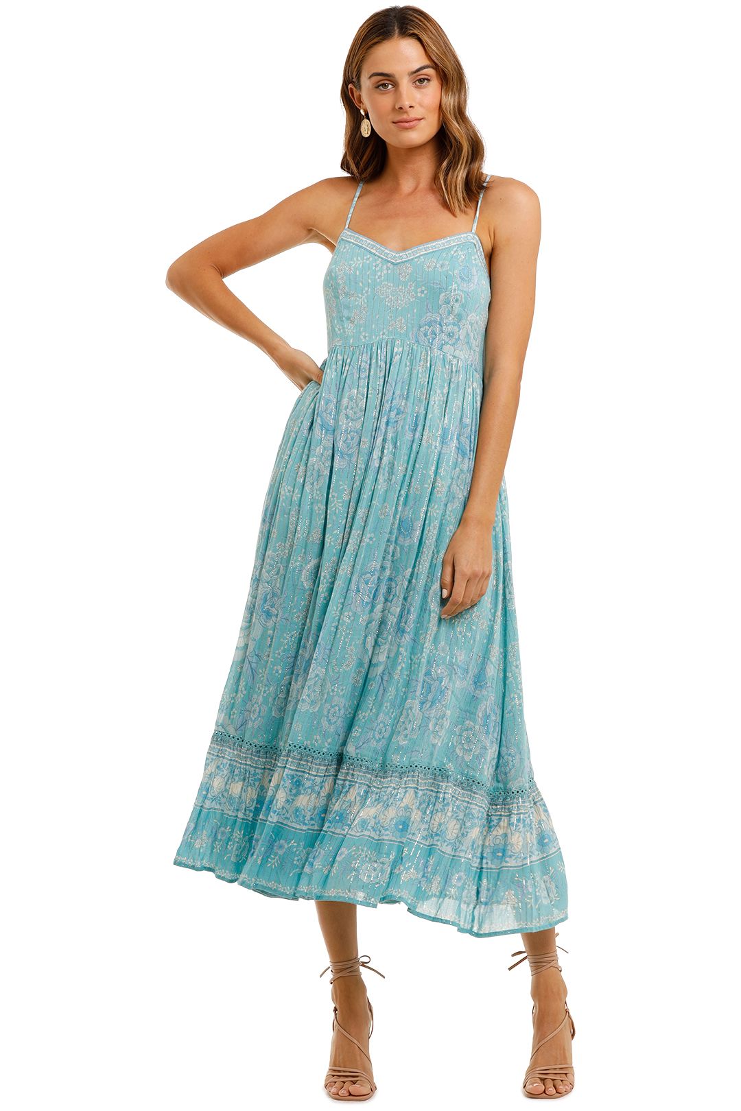 Spell Mystic Strappy Maxi Dress Turquoise Spaghetti Strap