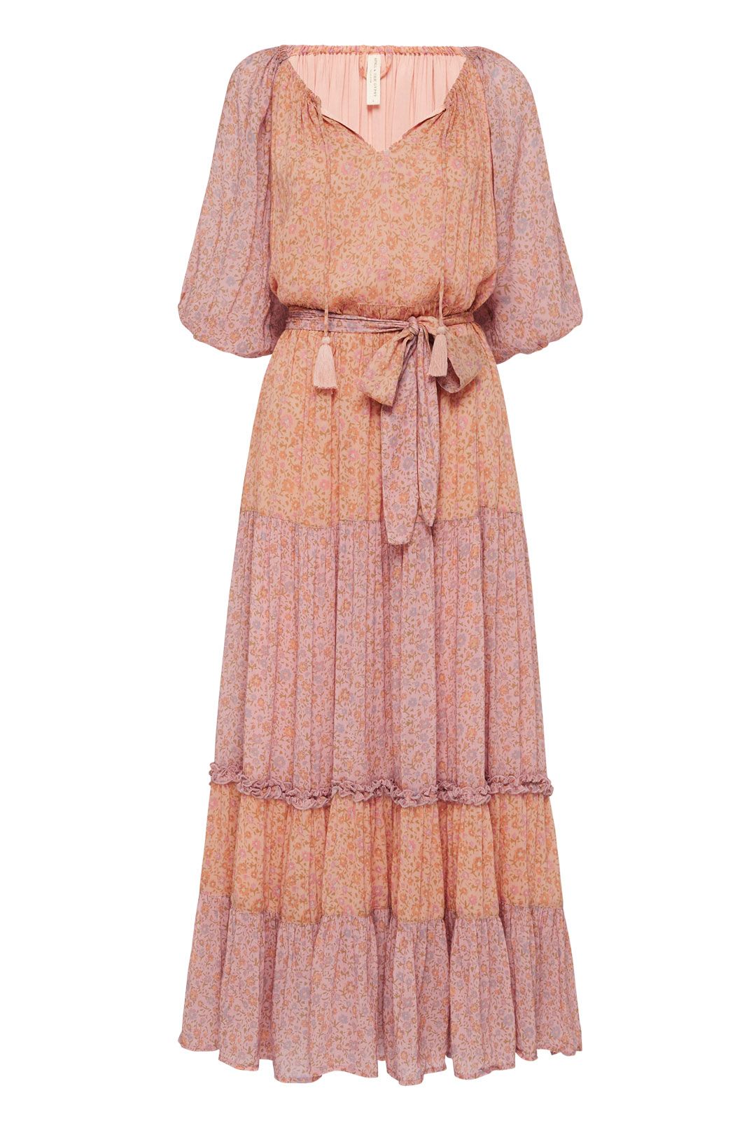 Rae Gown in Peach | Spell | GlamCorner