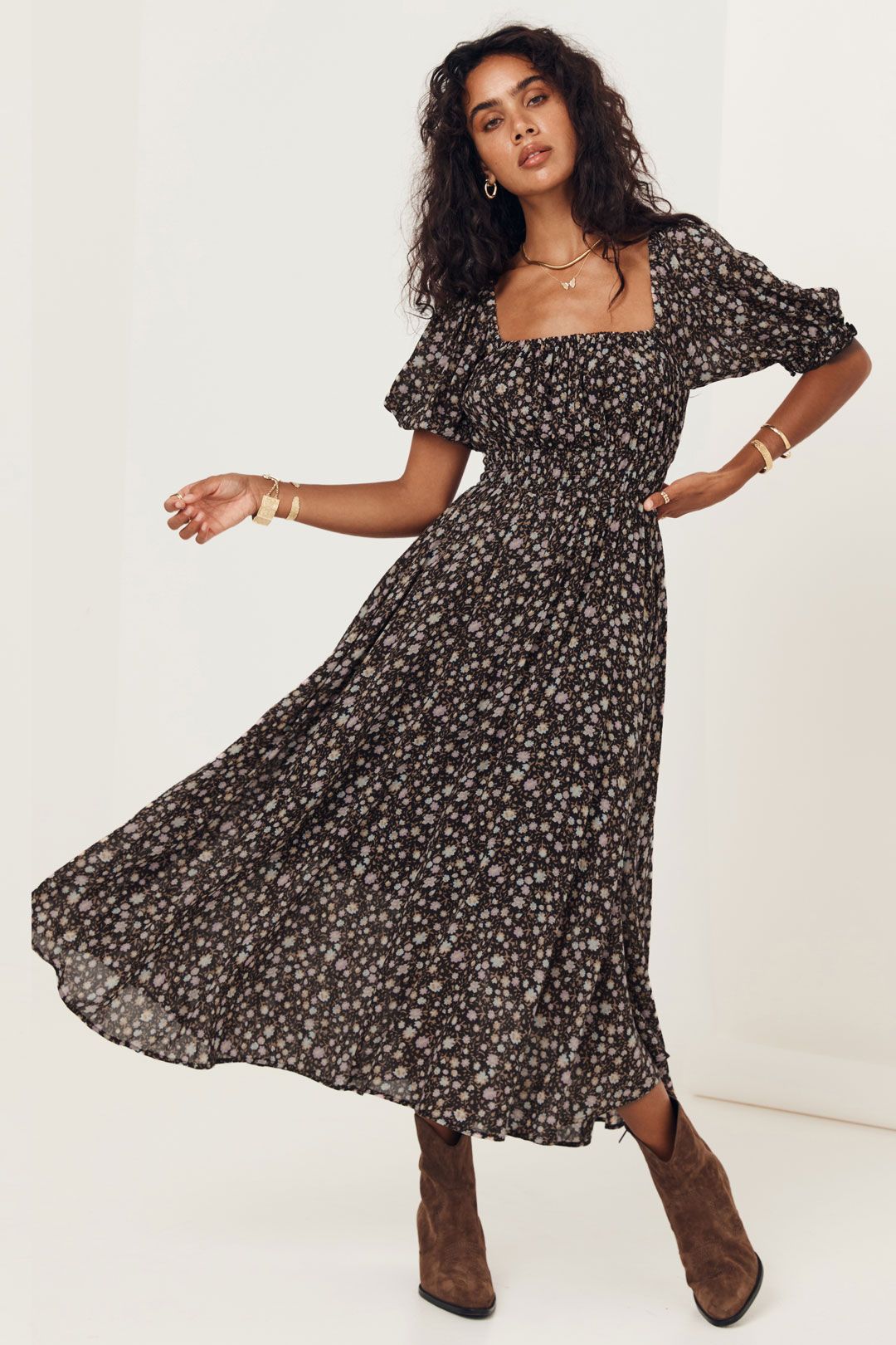 Rae Midi Dress in Black | Spell