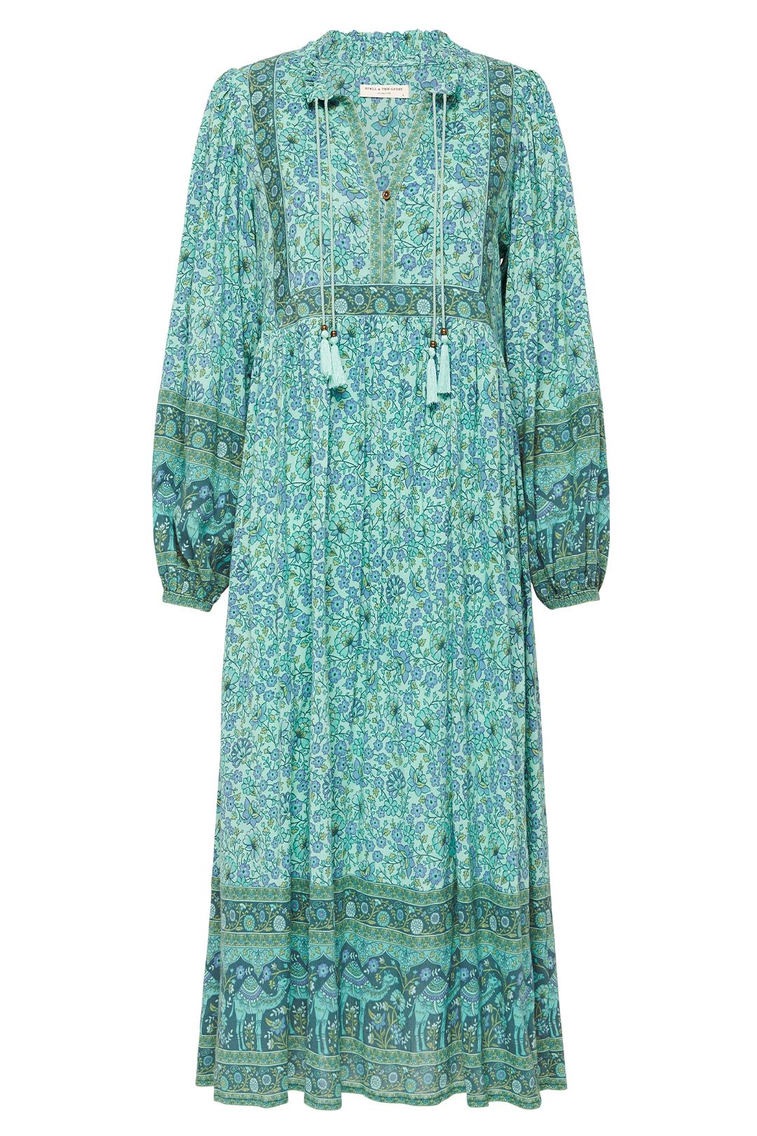Spell Sundown Boho Dress Turquoise Maxi Length