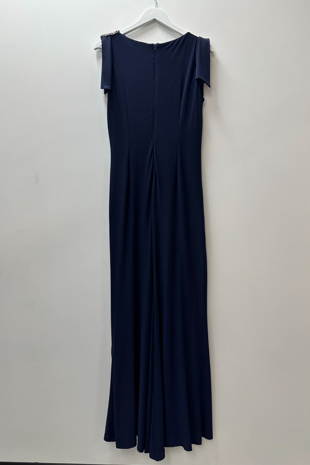 Anthea Crawford Split Sleeve Long Gown in Navy