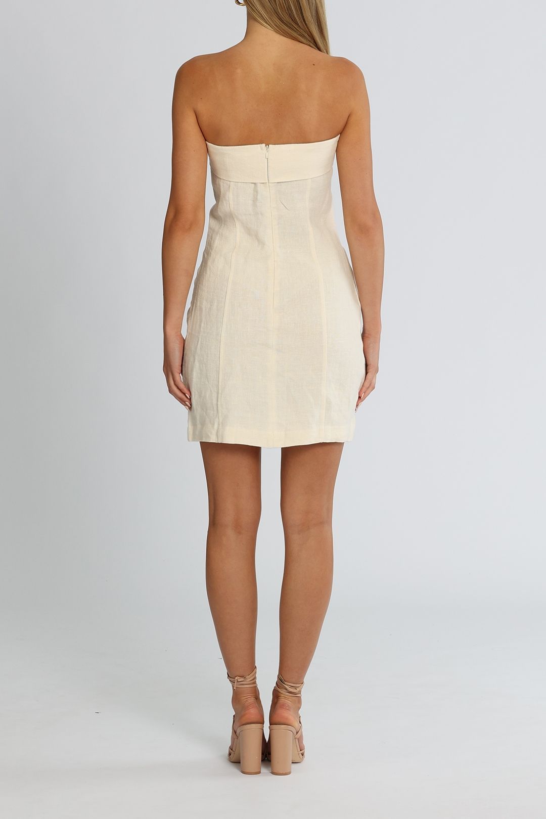 ST AGNI Fold Detail Mini Dress Ivory Bodycon