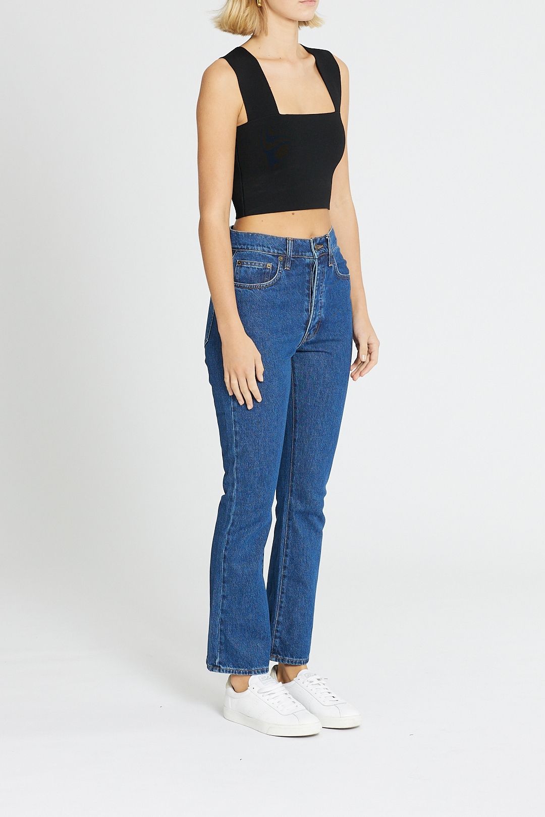 ST AGNI High Waist Crop Flare Indigo Denim