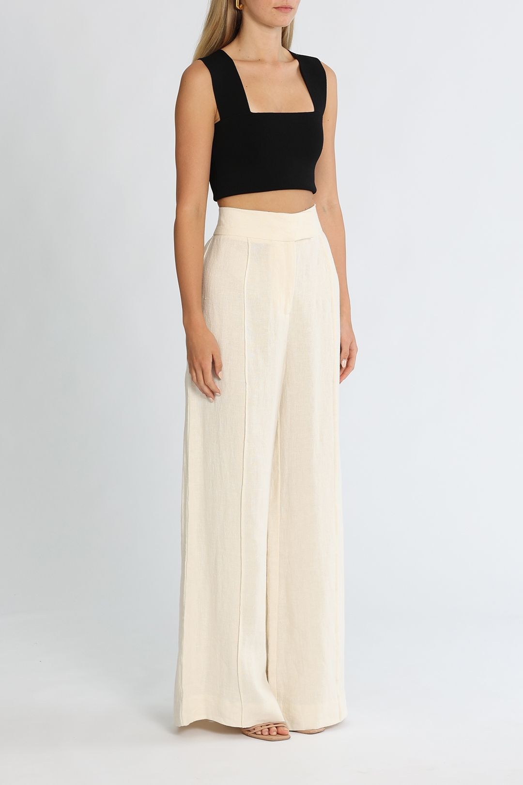 St Agni Linen Pants Ivory Wide Leg