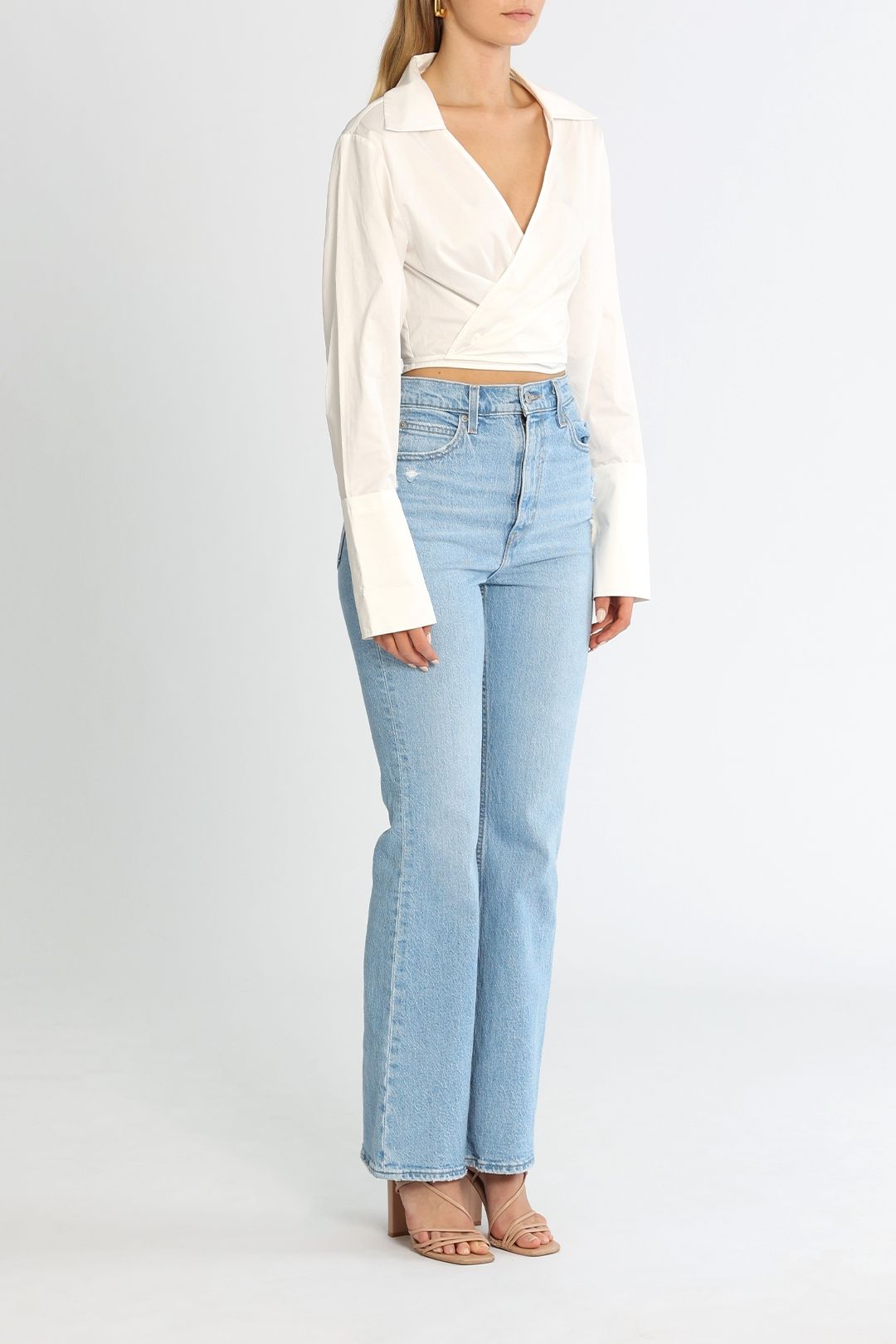 ST AGNI Wrap Shirt White Cropped