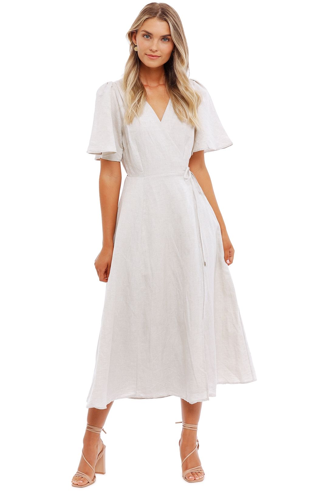 Staple The Label Amaya Wrap Midi Dress Cream