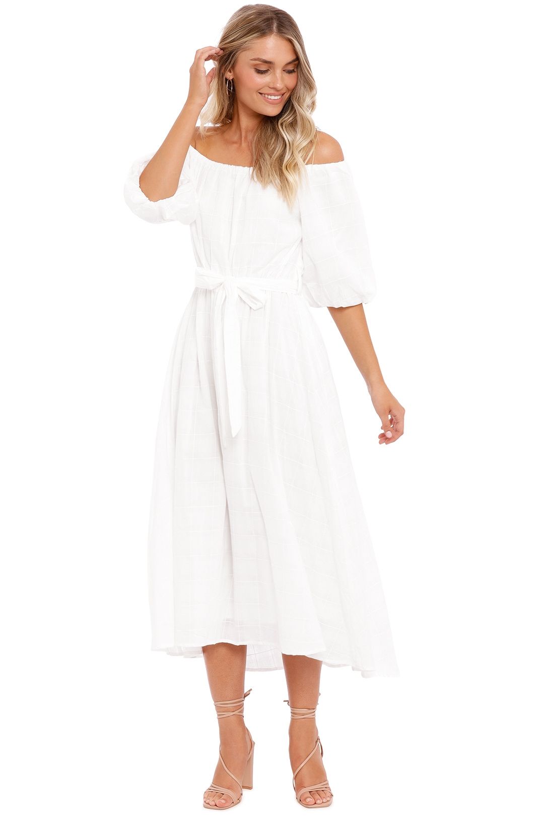 Staple The Label Arabella Midi Dress White Off Shoulder