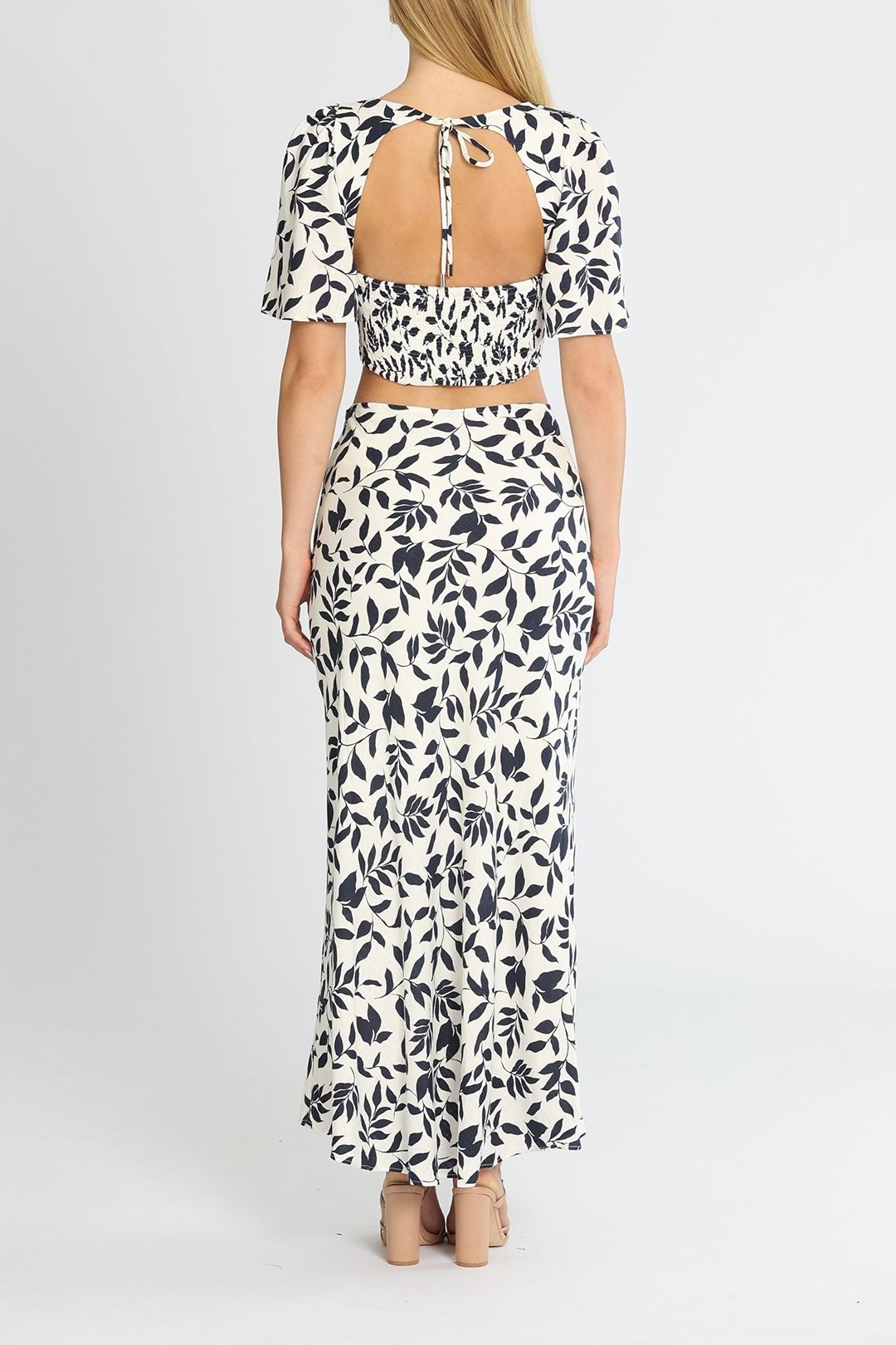 Staple the Label Evelyn Crop Blouse and Midi Skirt Set Backless