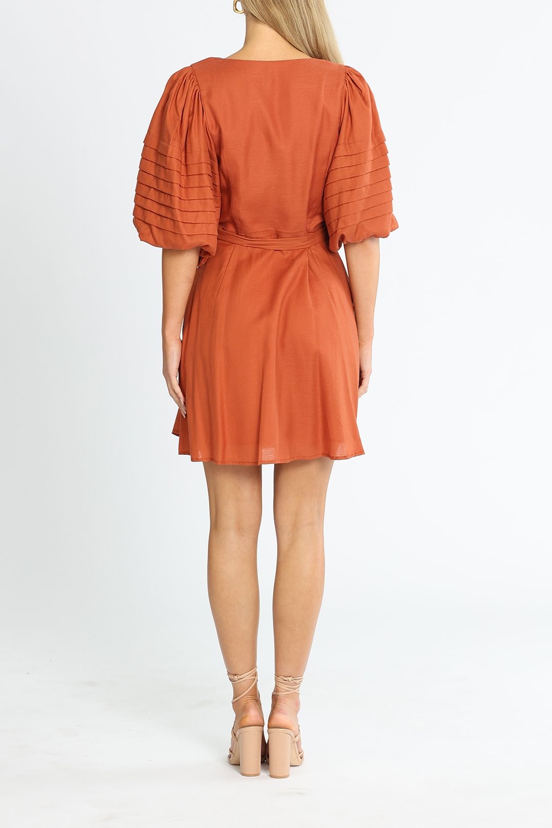 Staple The Label Lucia Wrap Mini Dress Balloon Sleeves