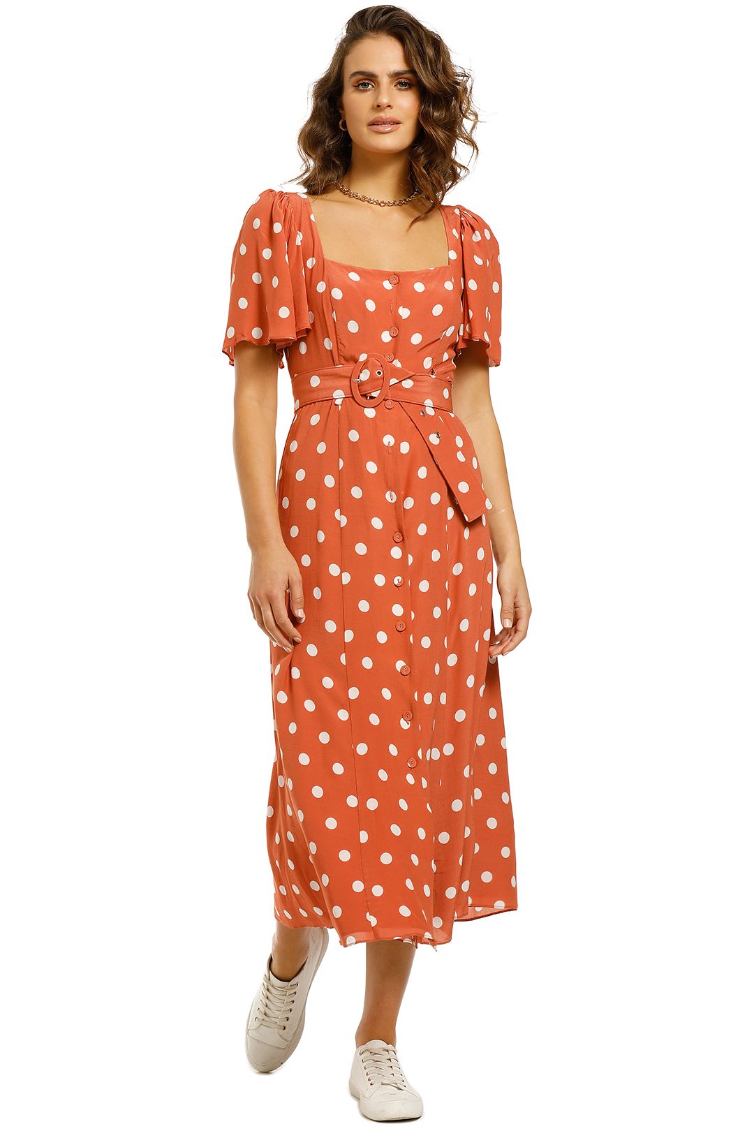 Steele-Dani-Dress-Orange-Polkadot-Front