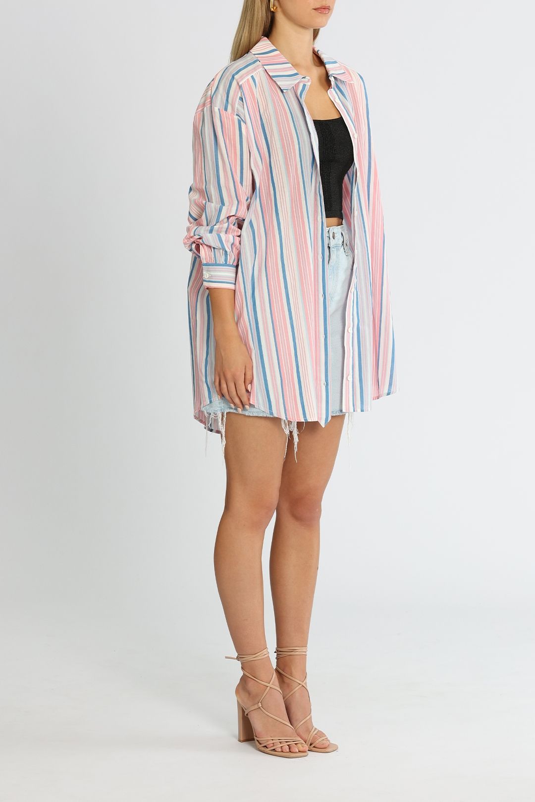 Steele Perry Shirt Berry Stripe Long Sleeves