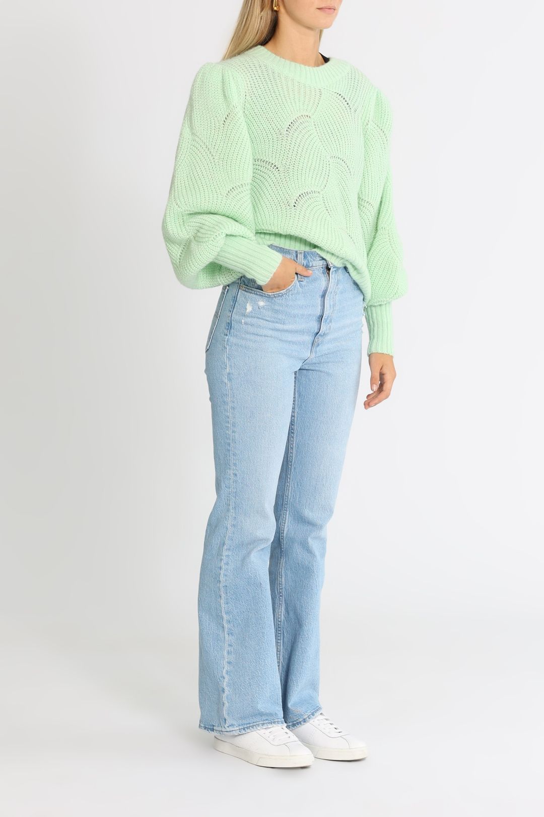 Steele Zarina Knit Matcha Balloon Sleeves