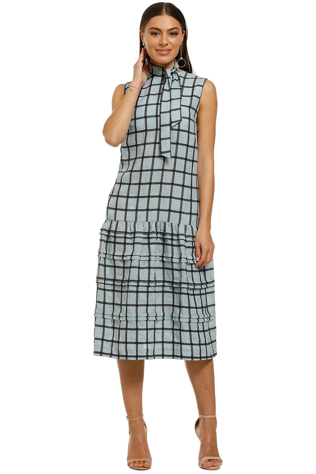 Stevie-May-Manners-Midi-Dress-Aqua-Large-Check-Front