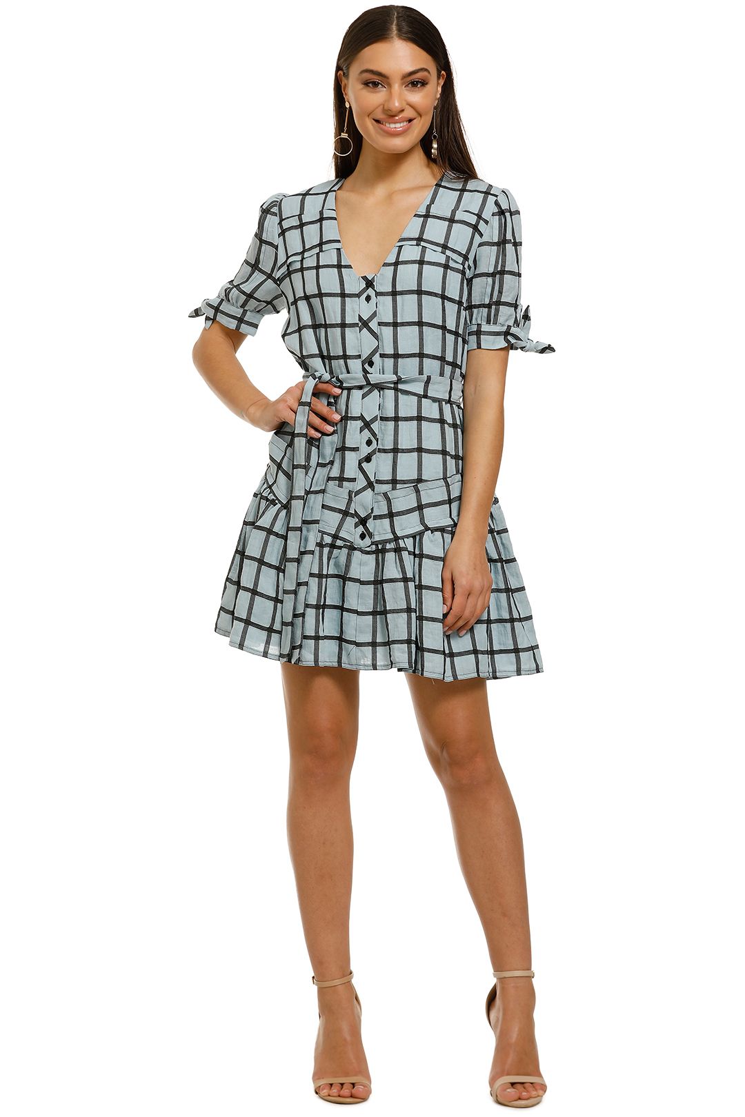 Stevie-May-Manners-Mini-Dress-Aqua-Large-Check-Front