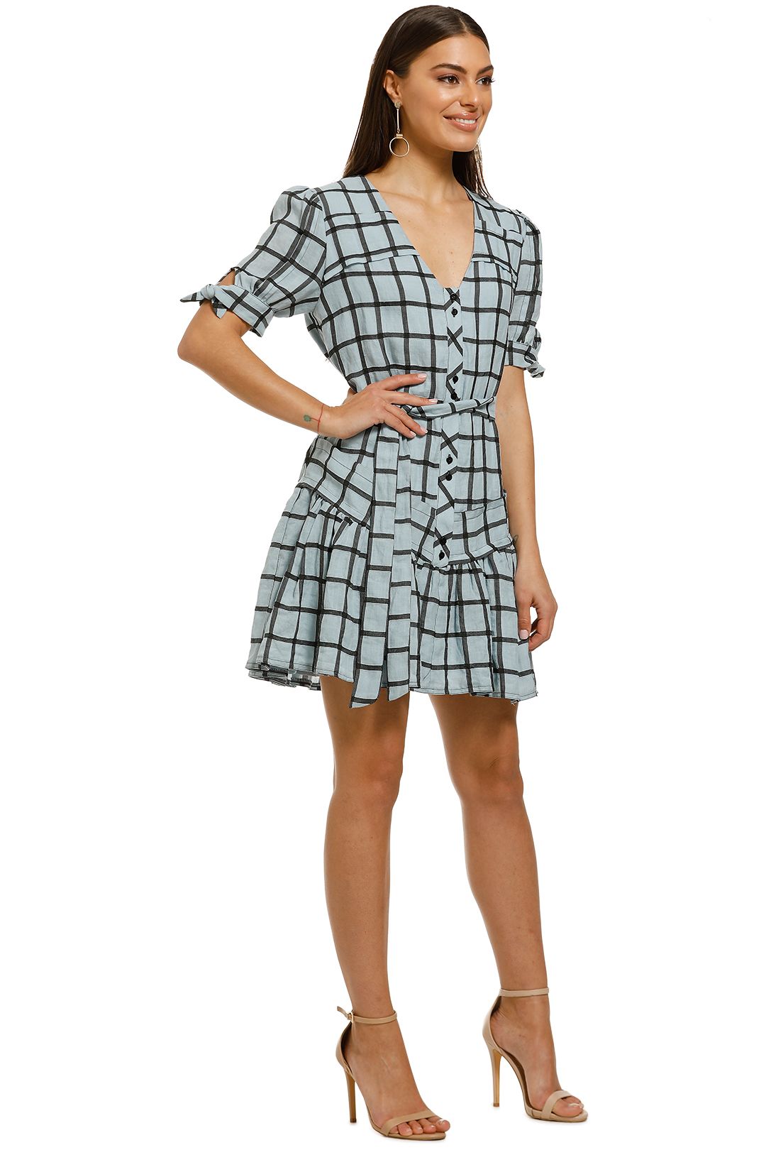 Stevie-May-Manners-Mini-Dress-Aqua-Large-Check-Side 