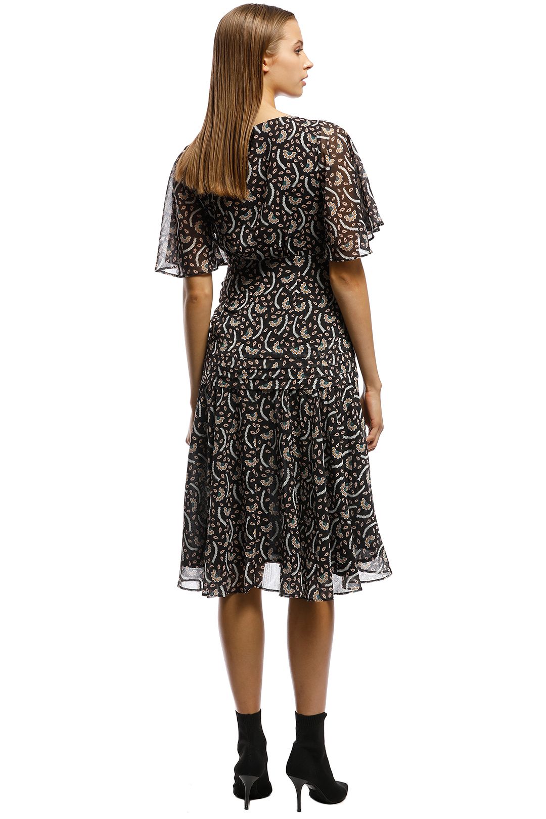 Stevie May - Anise Midi Dress - Black Print - Back