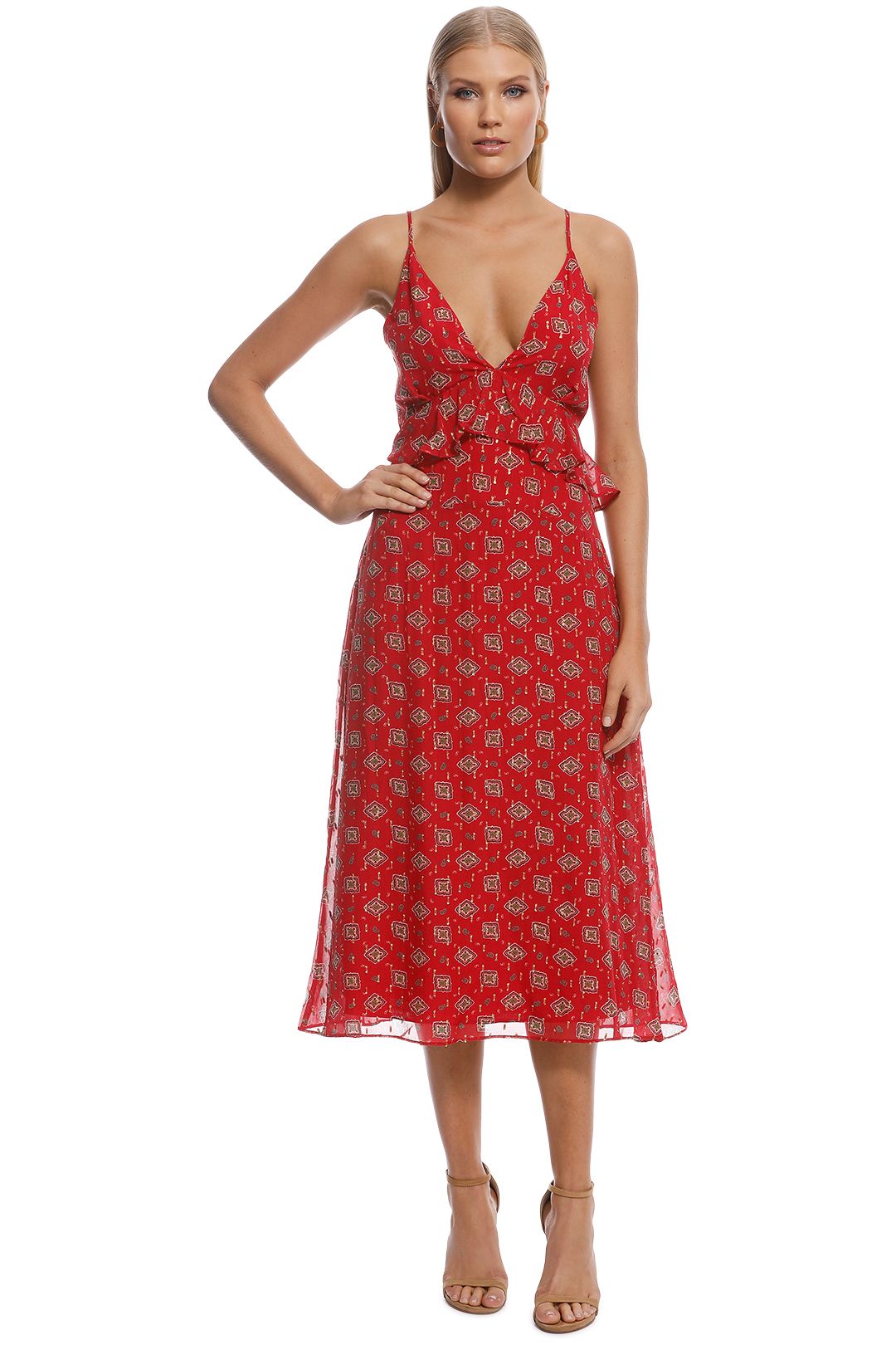 Stevie May - Here We Go Midi Dress - Red - Front