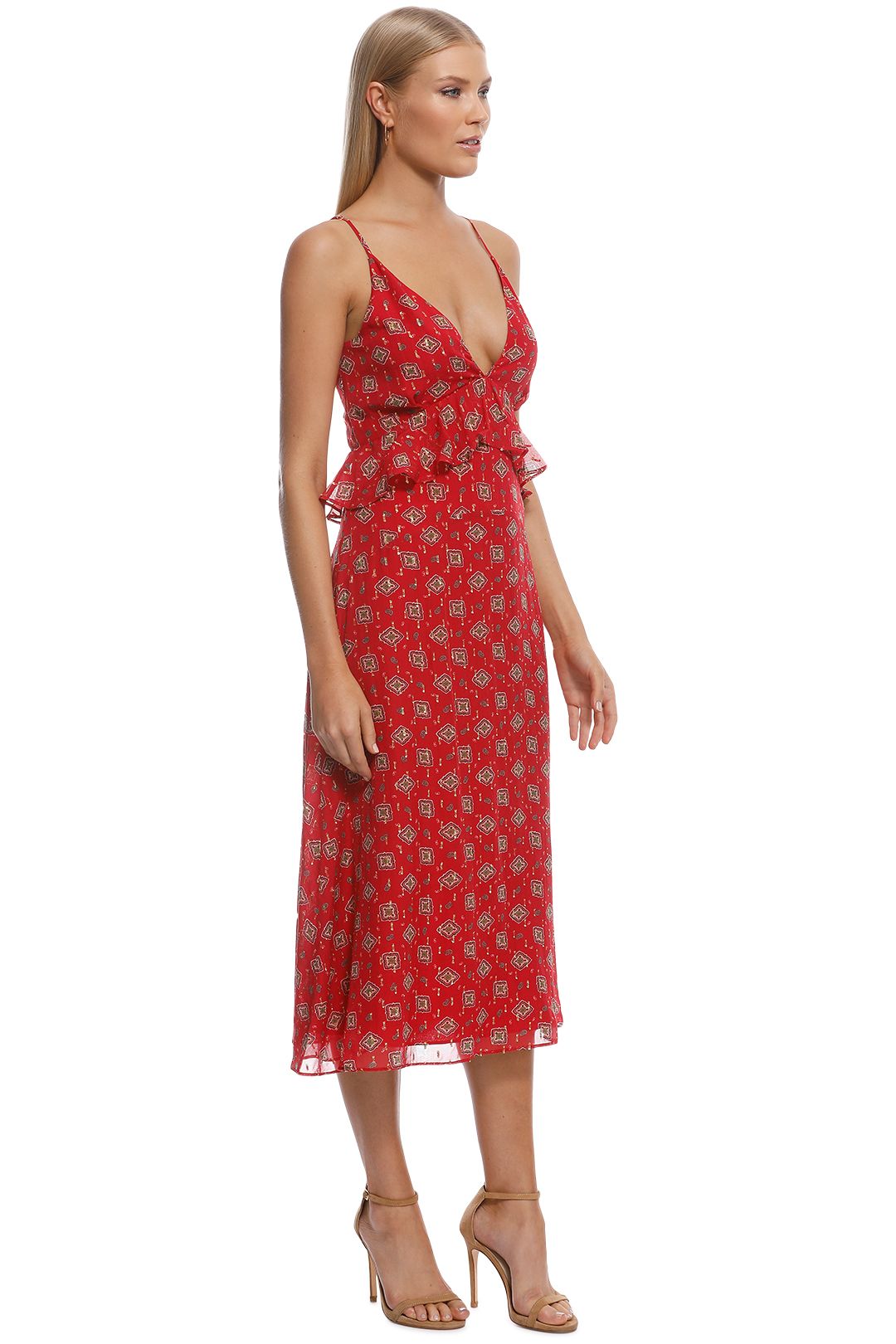 Stevie May - Here We Go Midi Dress - Red - Side