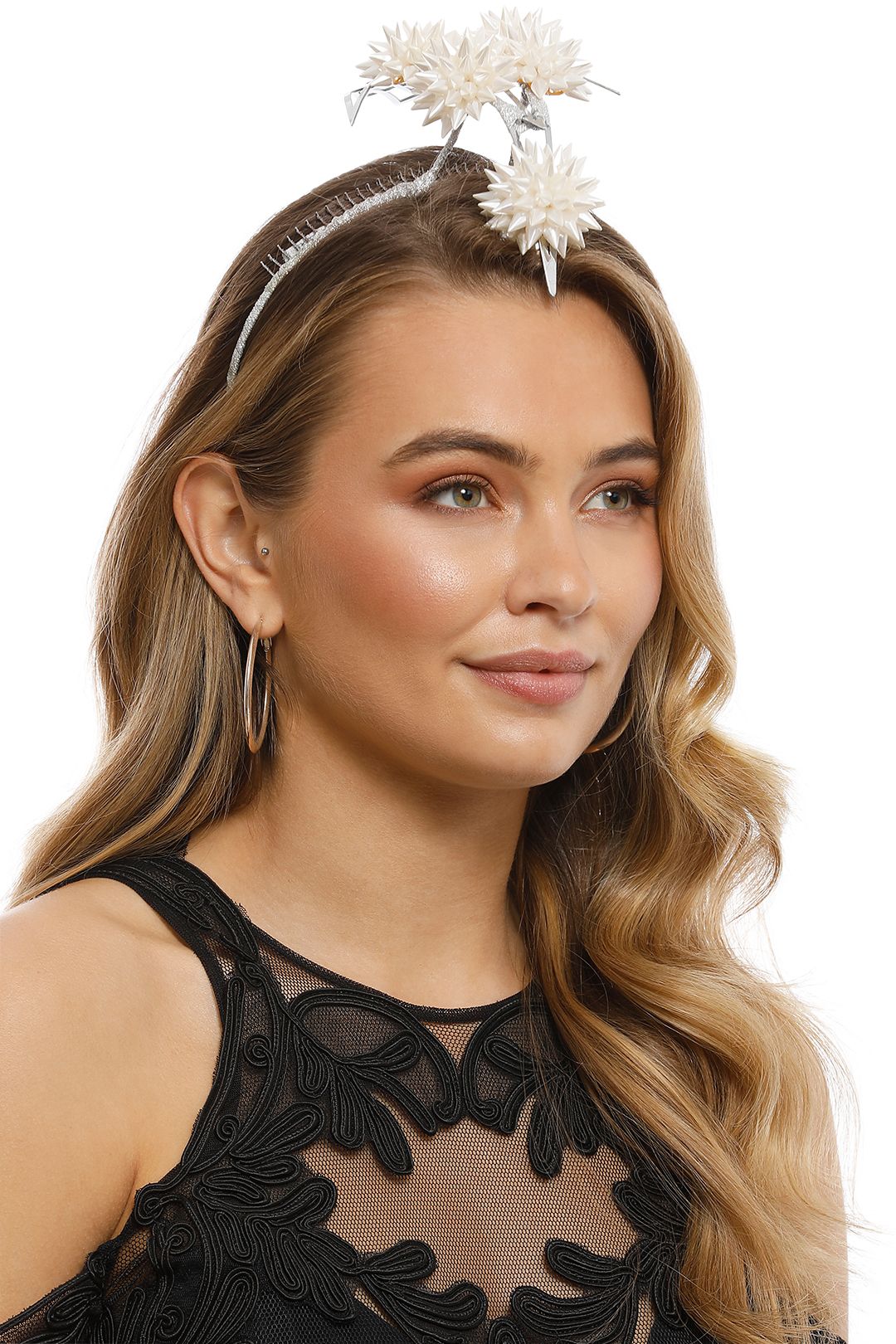 Studio Aniss - Izabella Fascinator - Silver White - Side Model