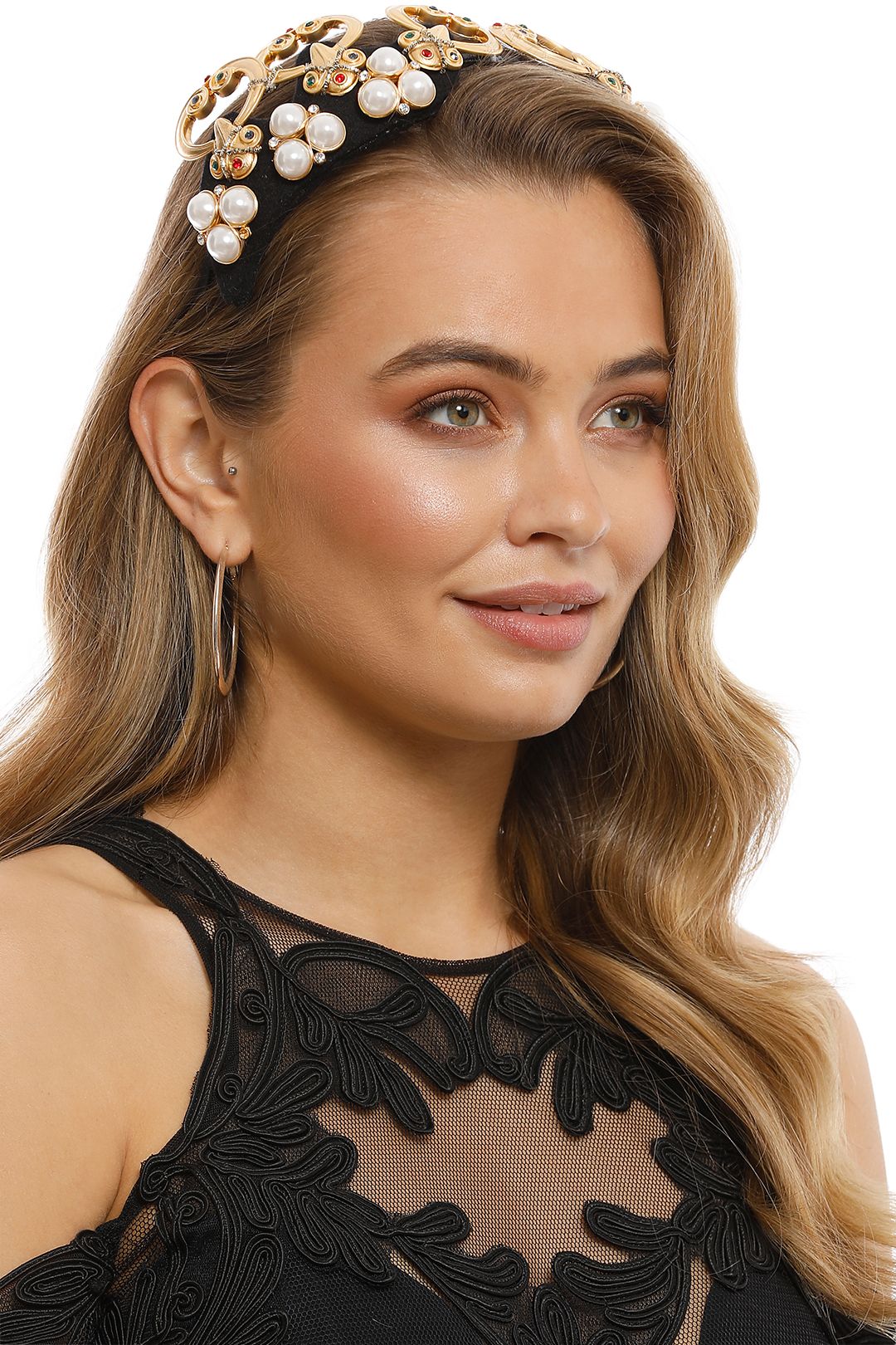 Studio Aniss - Stella Fascinator - Gold Black - Side Model