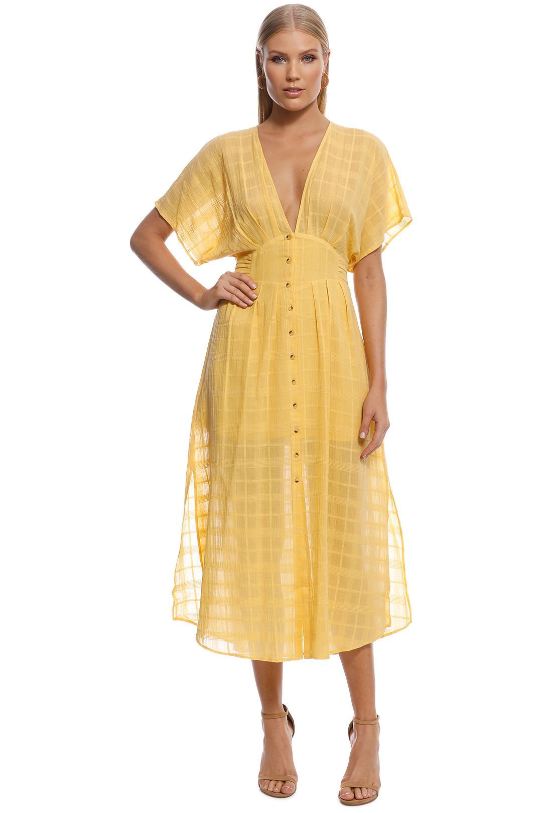 Suboo - Morning Light Ruffled Midi Dress - Yellow - Front