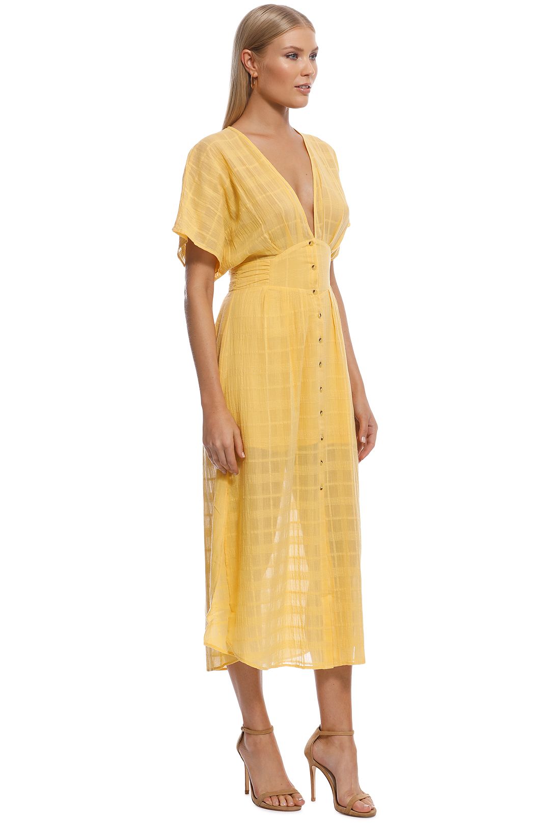 Suboo - Morning Light Ruffled Midi Dress - Yellow - Side