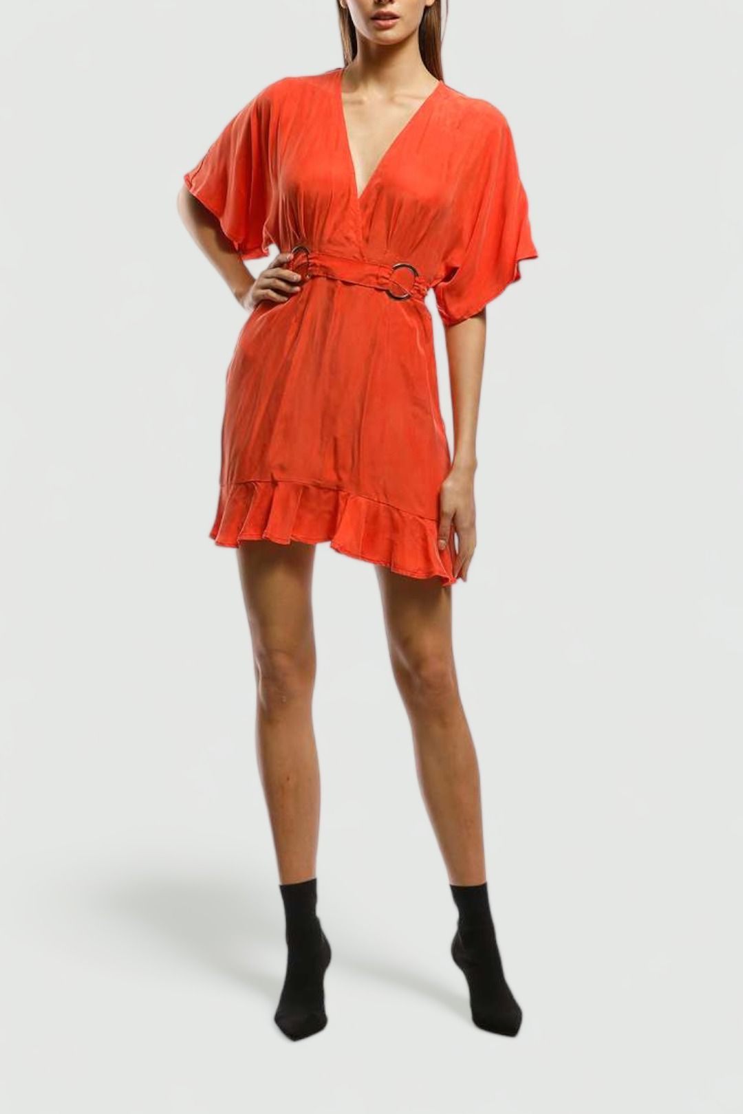 Suboo - Rocky Cross Over Mini Dress - Orange - Front
