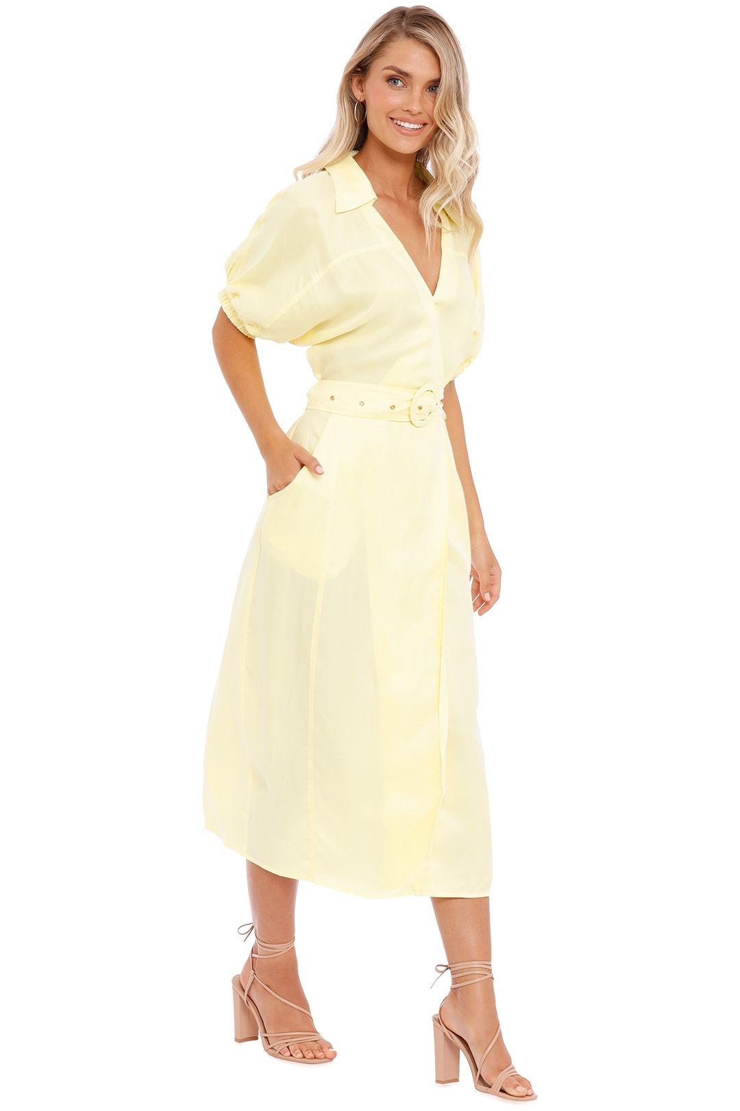 Suboo Georgia Midi Shirt Dress Lemon Yellow