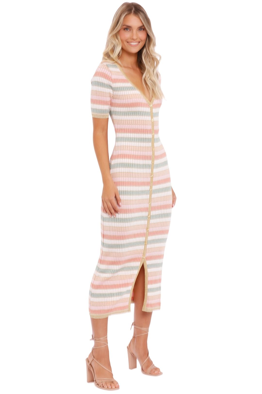 Suboo Willow Cardigan Dress Muted Stripe Midi