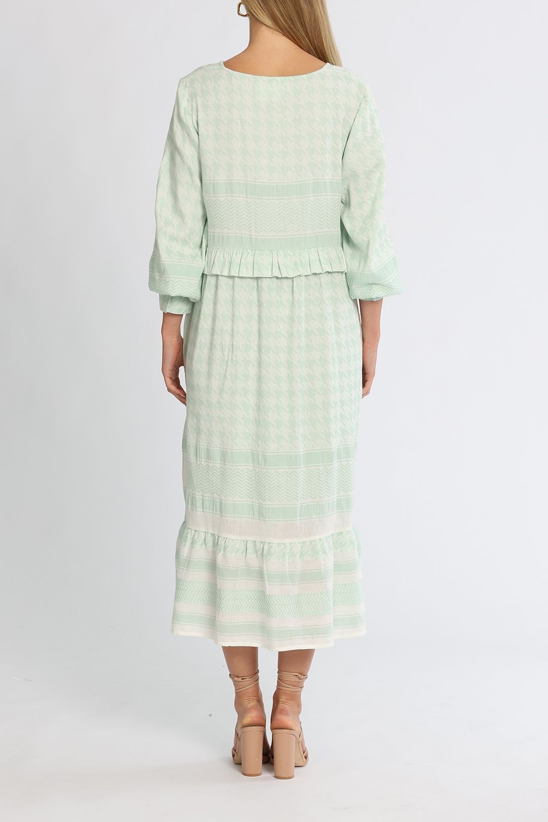 Summery Copenhagen Evelyn Long Sleeve Maxi Dress Mint Green Frill
