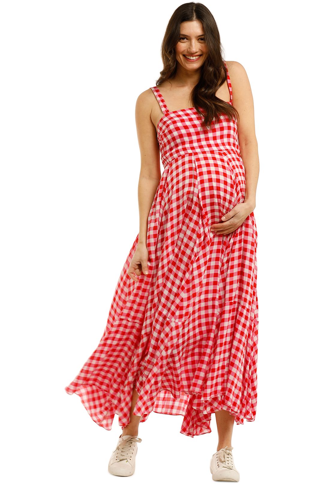 Apron Maxi Dress in Gingham Floss by S/W/F for Hire GlamCorner