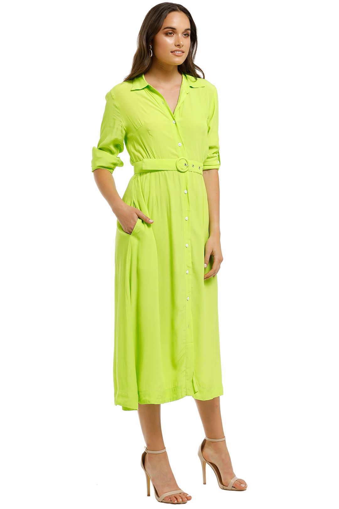 Lime LS Shirt Dress by S/W/F for Rent 