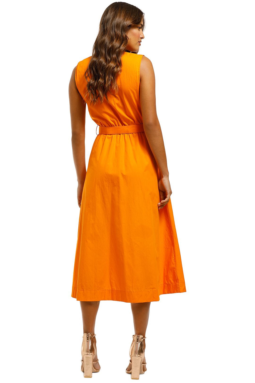 Orange Midi Dress in Orange by S/W/F for Hire GlamCorner