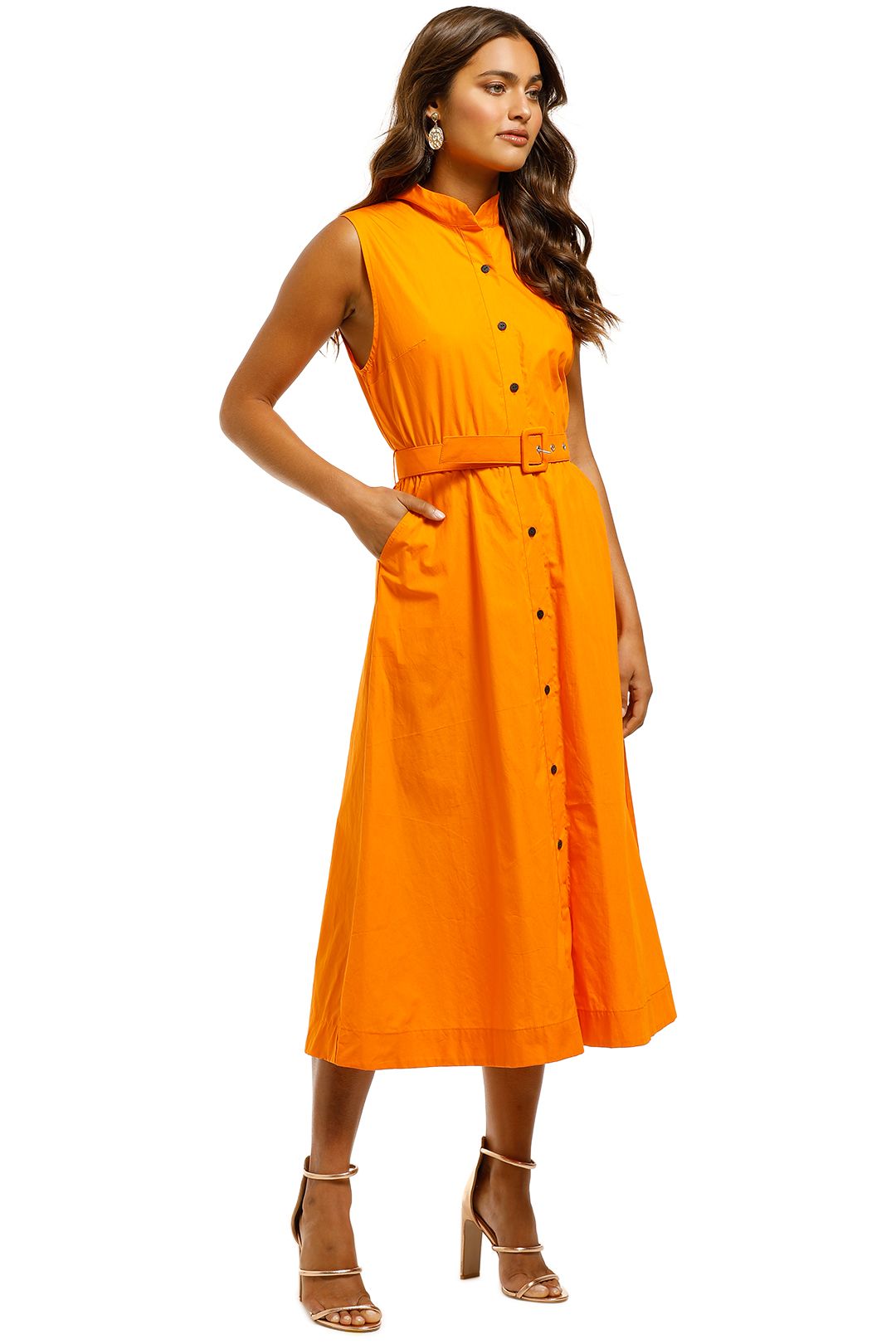Orange Midi Dress in Orange by S/W/F for Hire GlamCorner