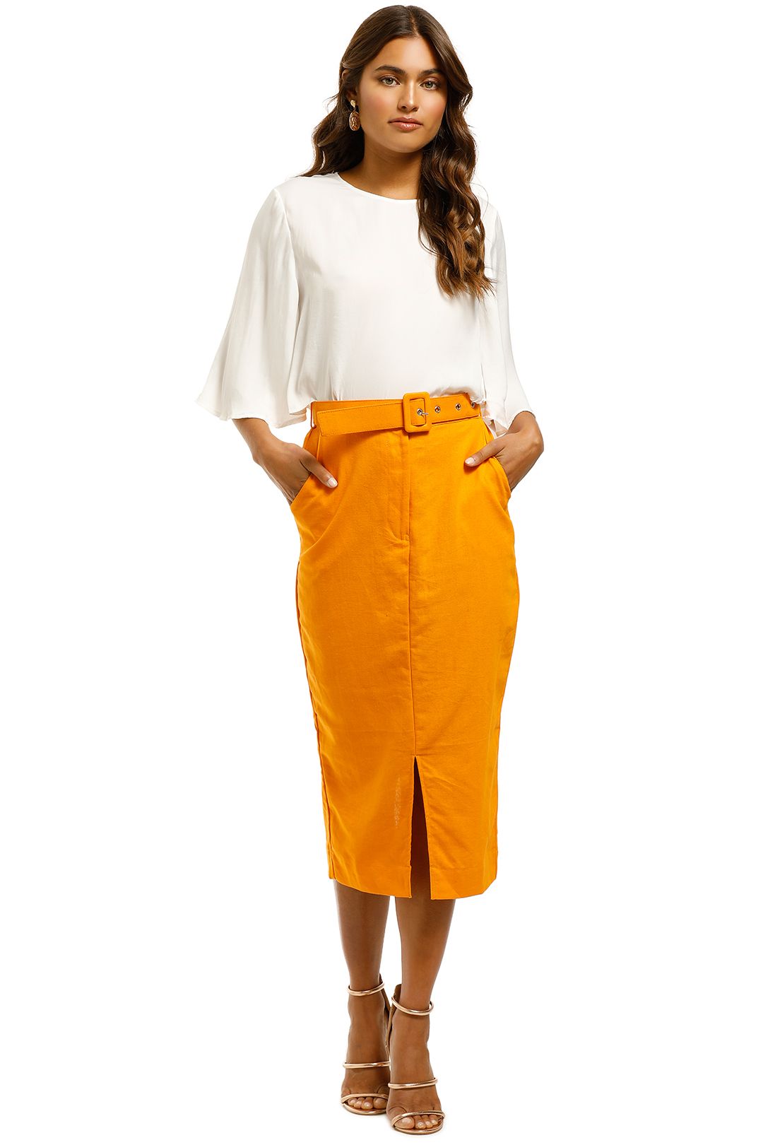 SWF-Orange-Pencil-Skirt-Orange-Front