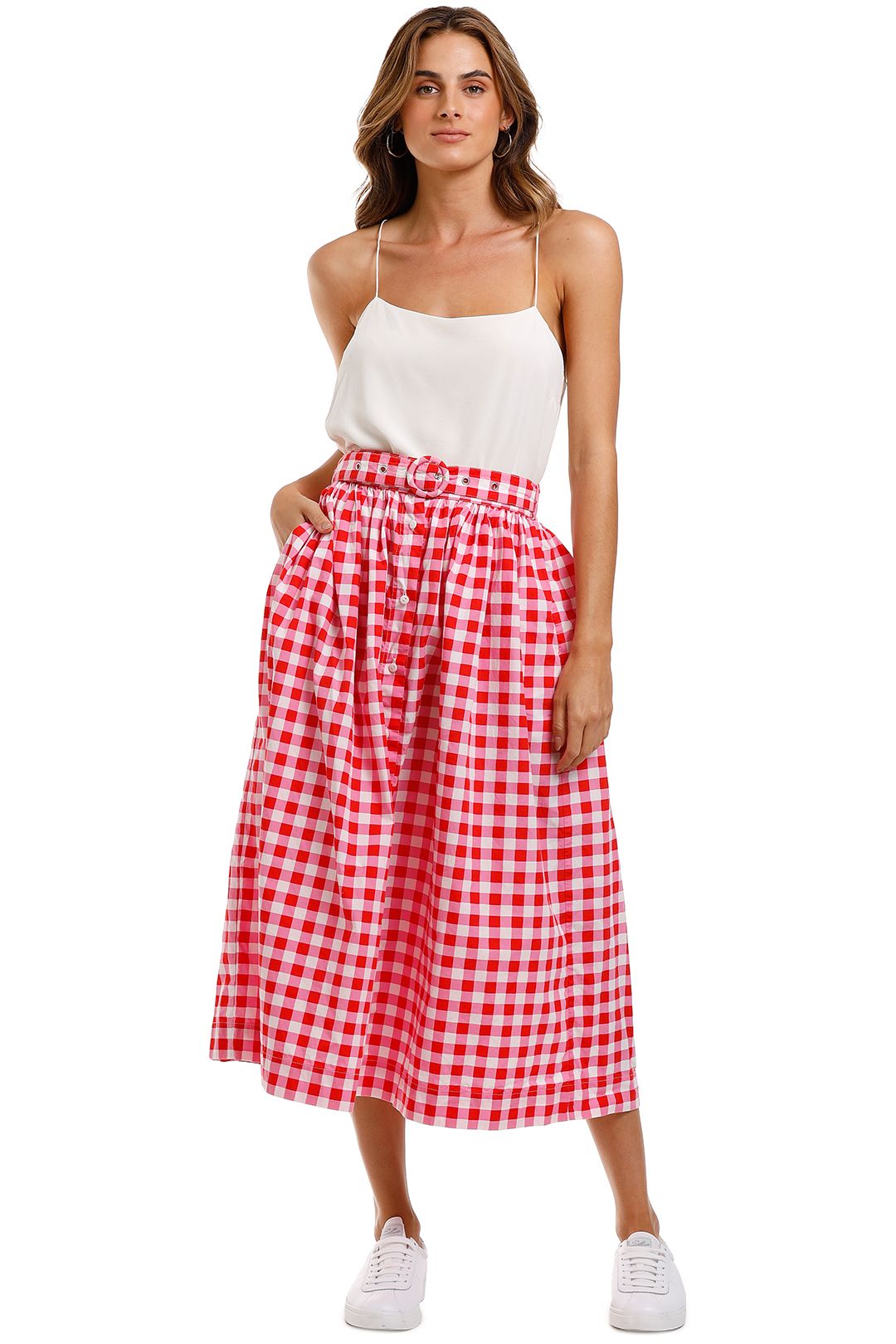 gingham midi skirts