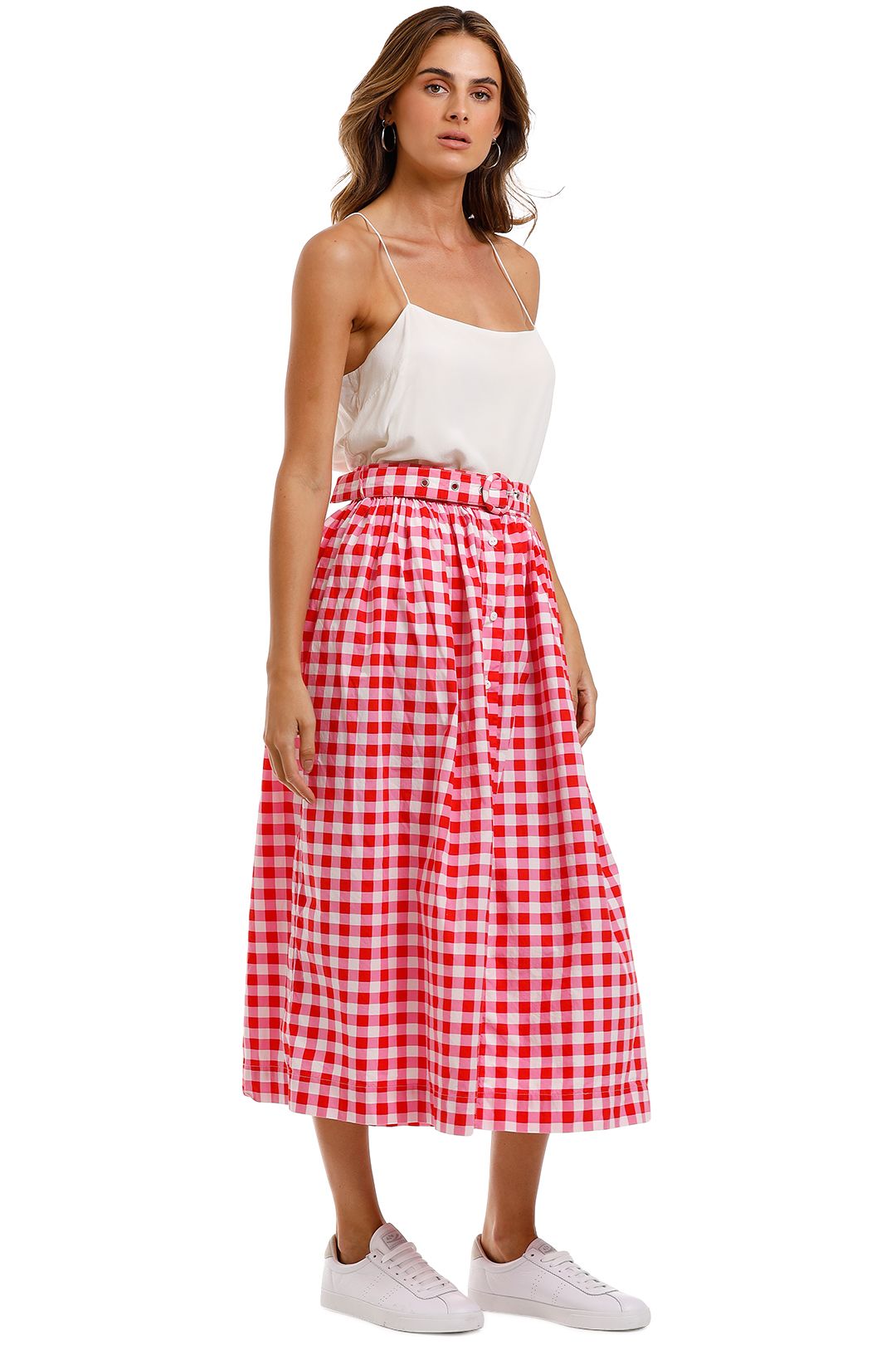 gingham midi skirts