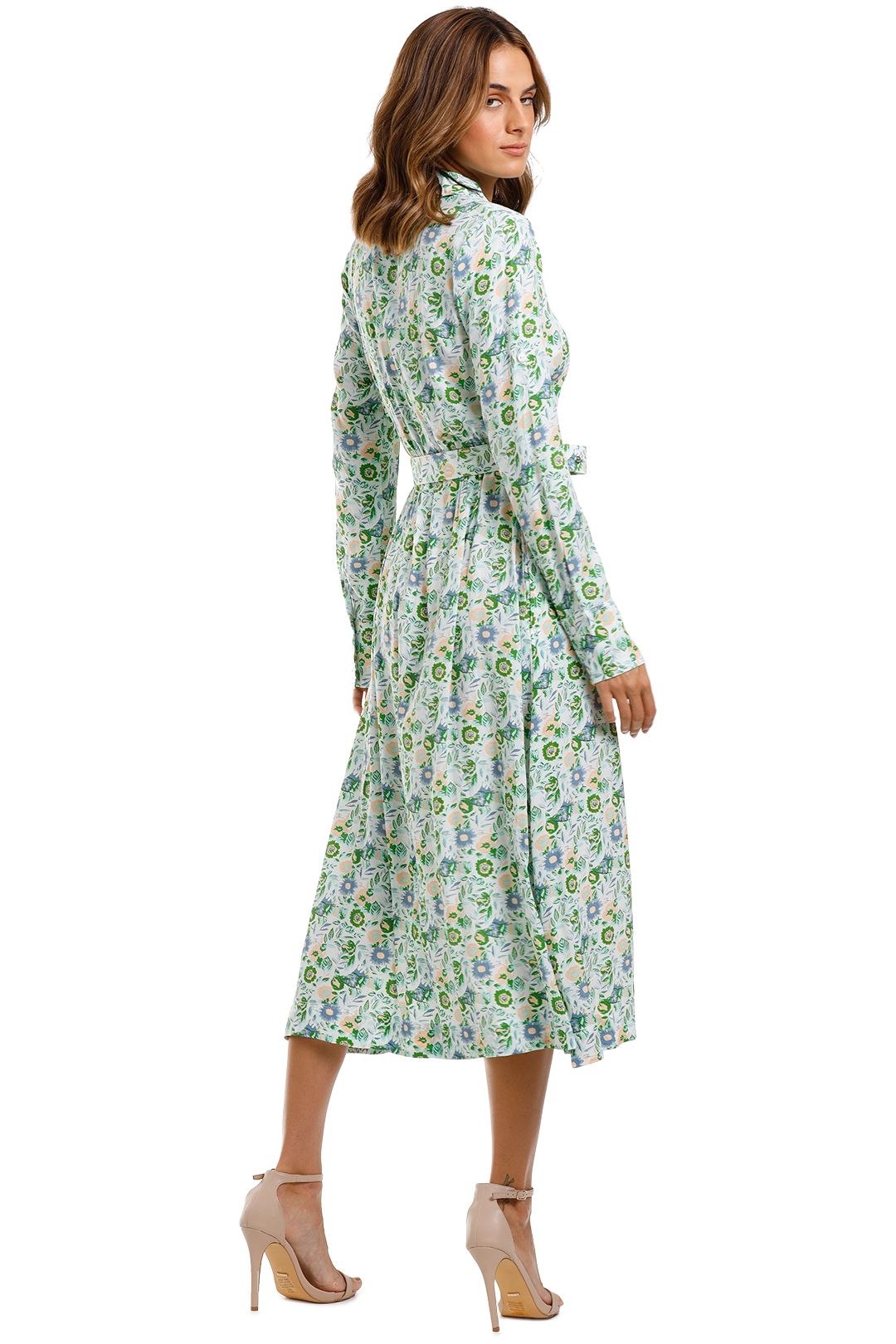 SWF Long Sleeve Shirt Dress green floral print