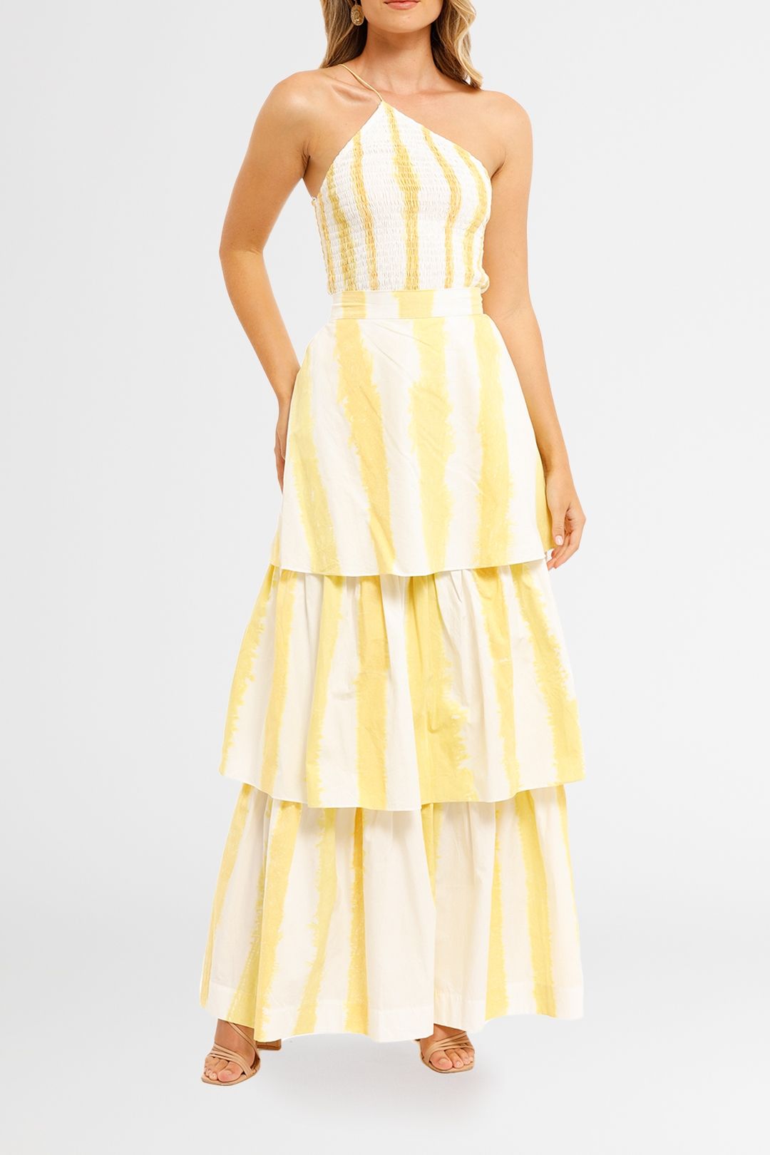 SWF Shirred Top and Maxi Skirt Set Golden Hour stripe