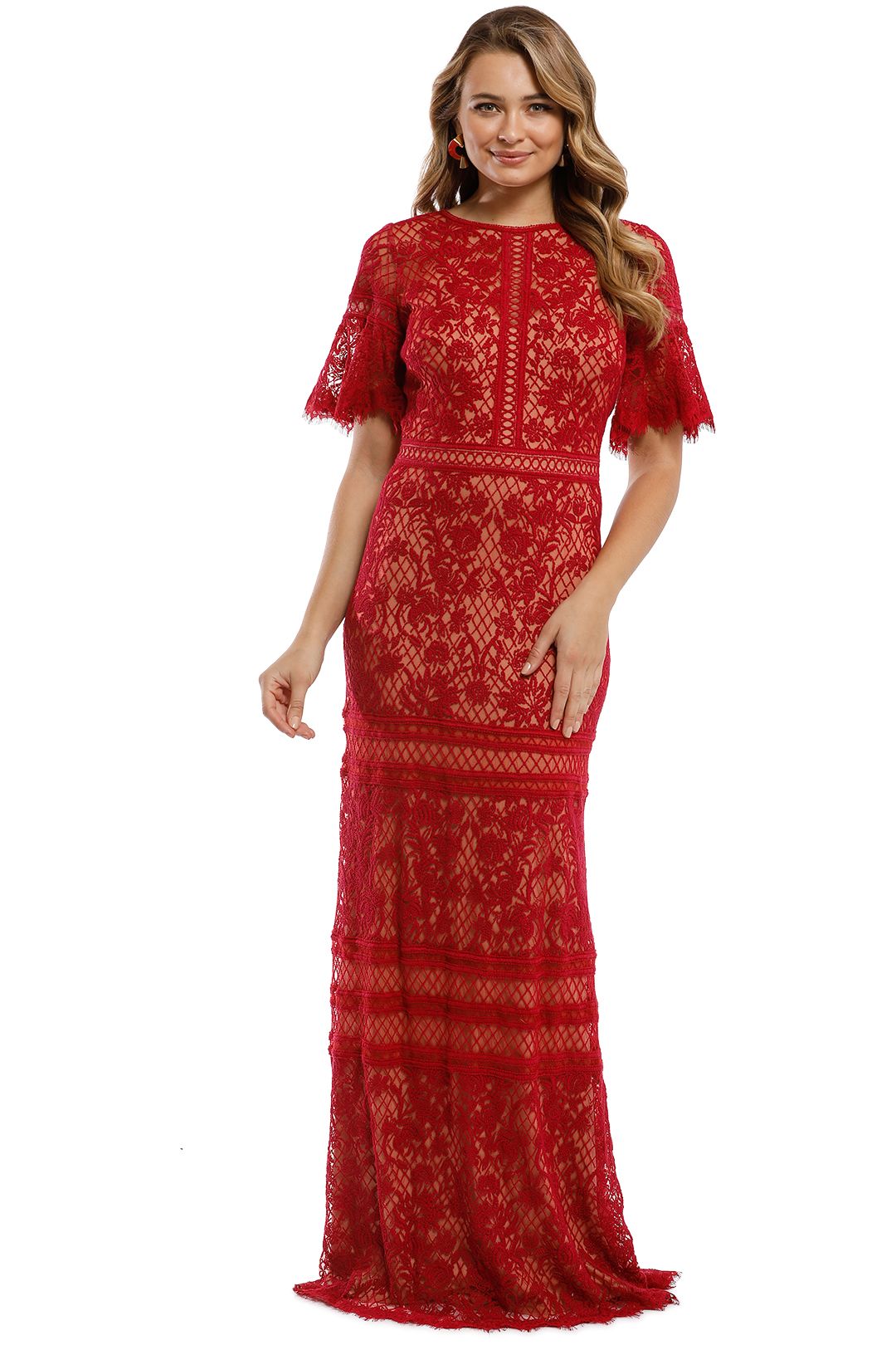 Tadashi Shoji - Chakra Embroidered Gown - Jazzy Red - Front
