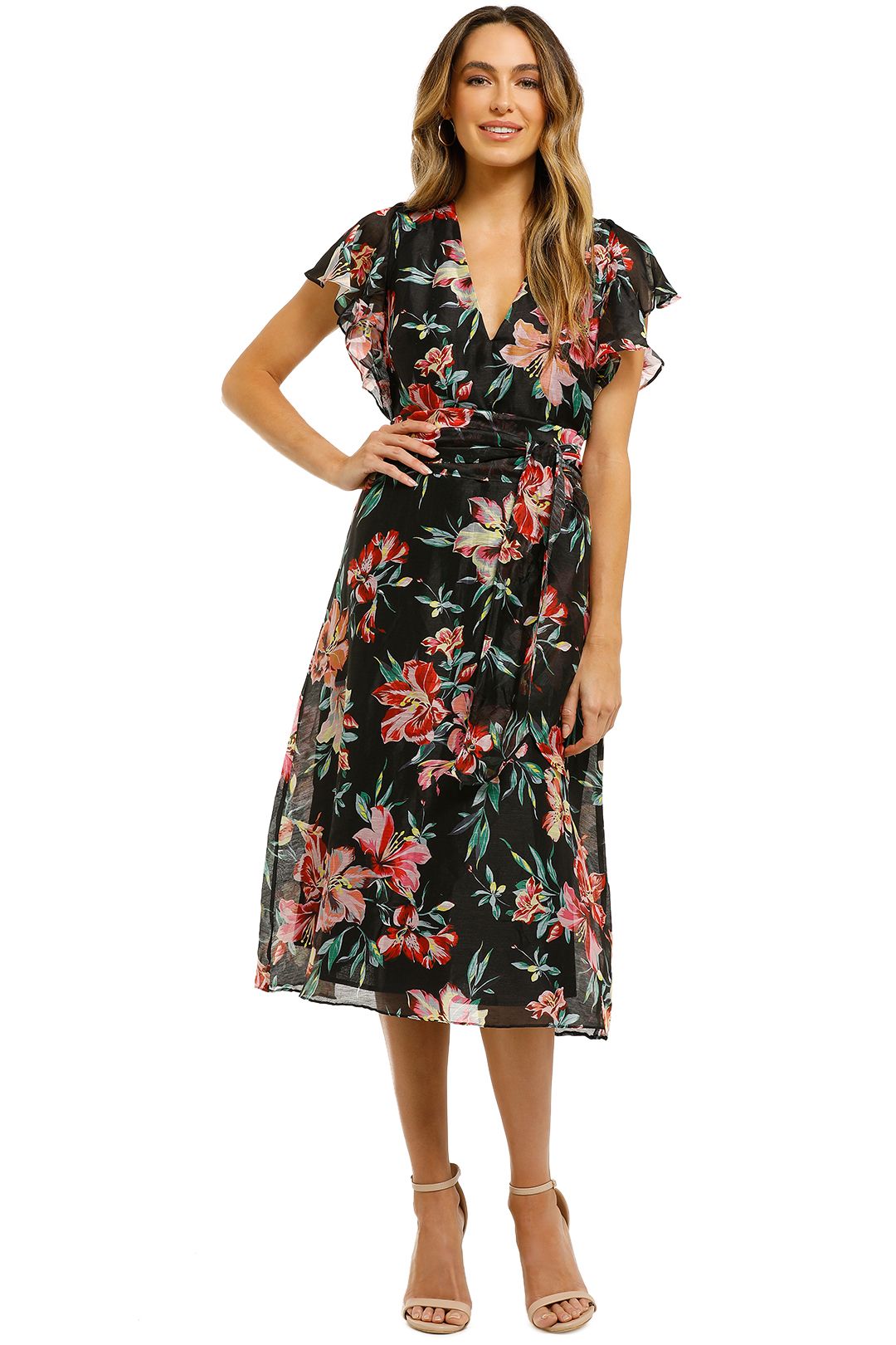 Oasis Split Midi Dress in Black by Pasduchas for Rent | GlamCorner