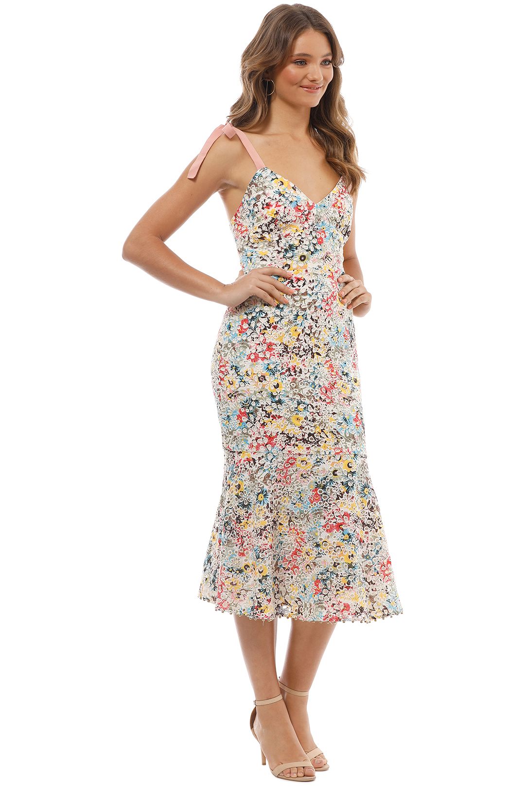 bittersweet flounce midi dress