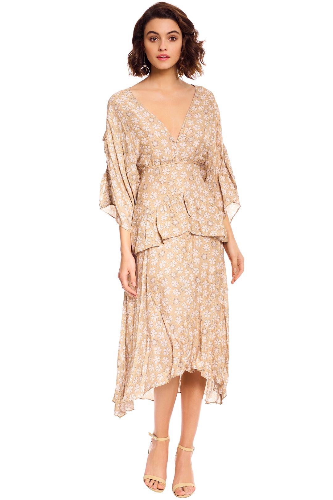 Talulah - Charismatic Woman Midi Dress - Nude Floral - Front