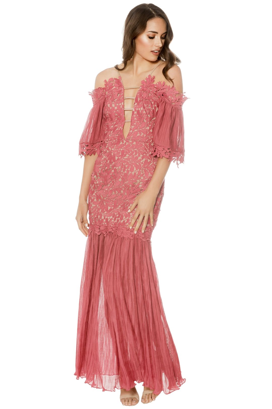 Talulah - Fresco Off Shoulder Gown - Pink - Front