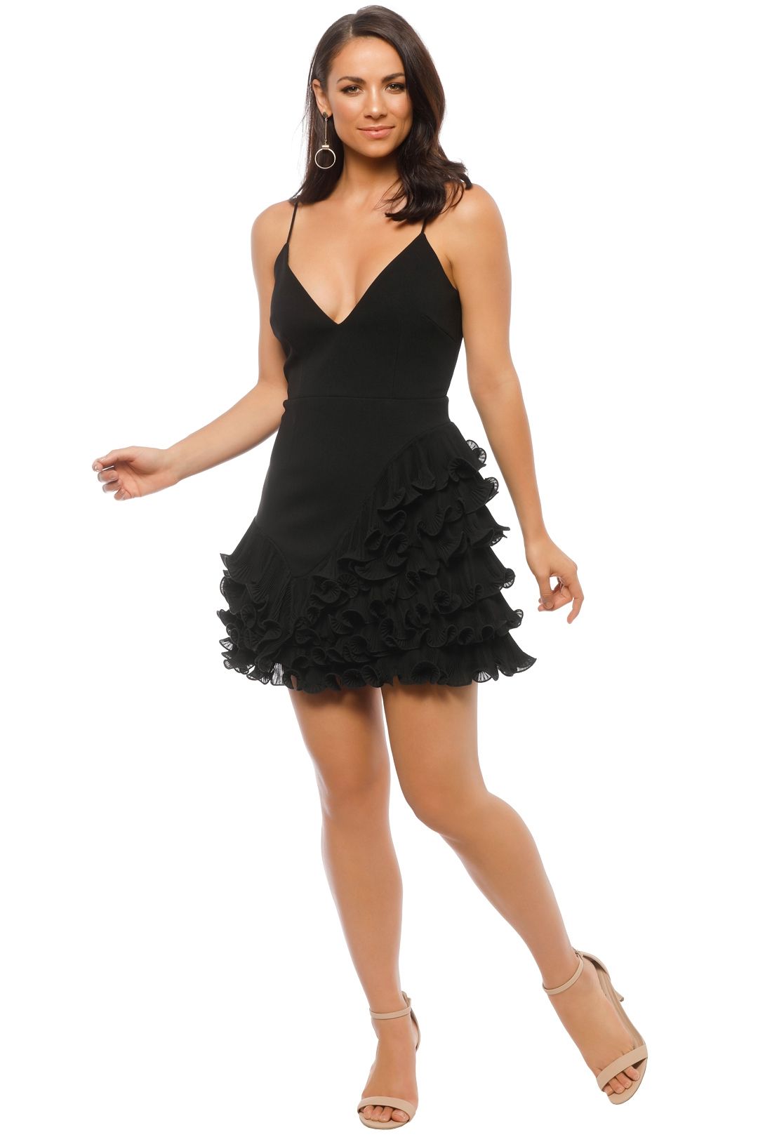 Talulah - Golda Ruffle Mini Dress - Black - Front