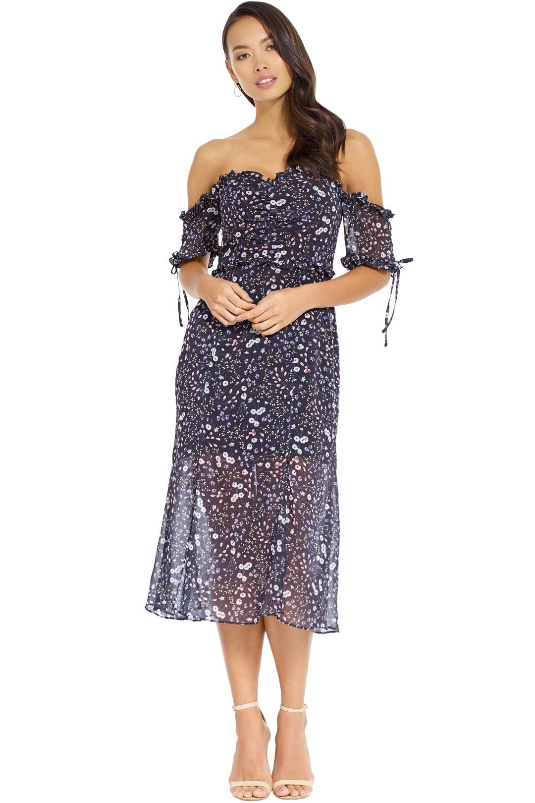 Talulah - Haven Midi Dress - Black Floral - Front