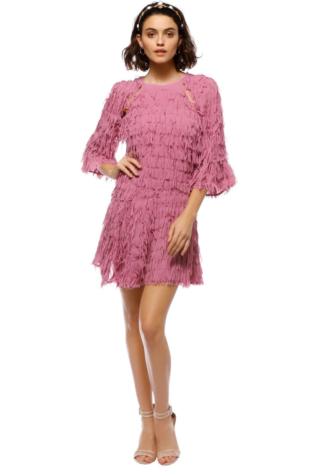 Talulah - Leilani Fringe Mini Dress - Pink - Front