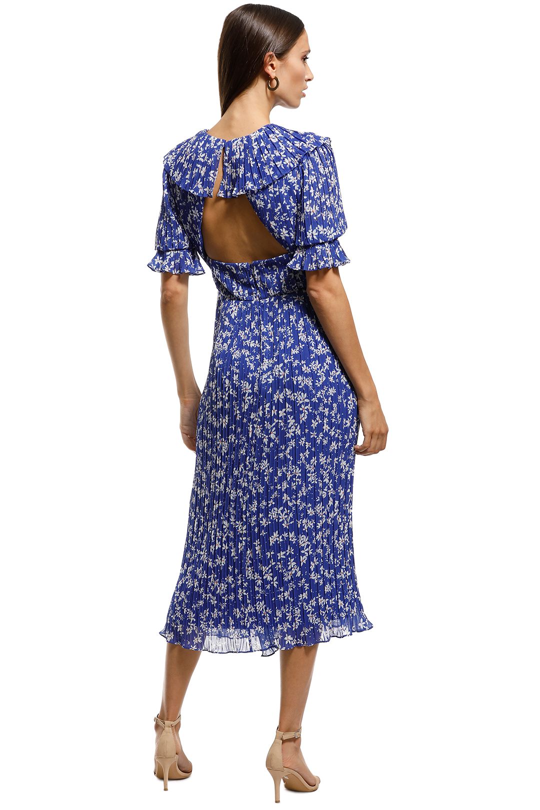 Talulah - Mediterranean Minx Midi Dress - Blue Floral - Back