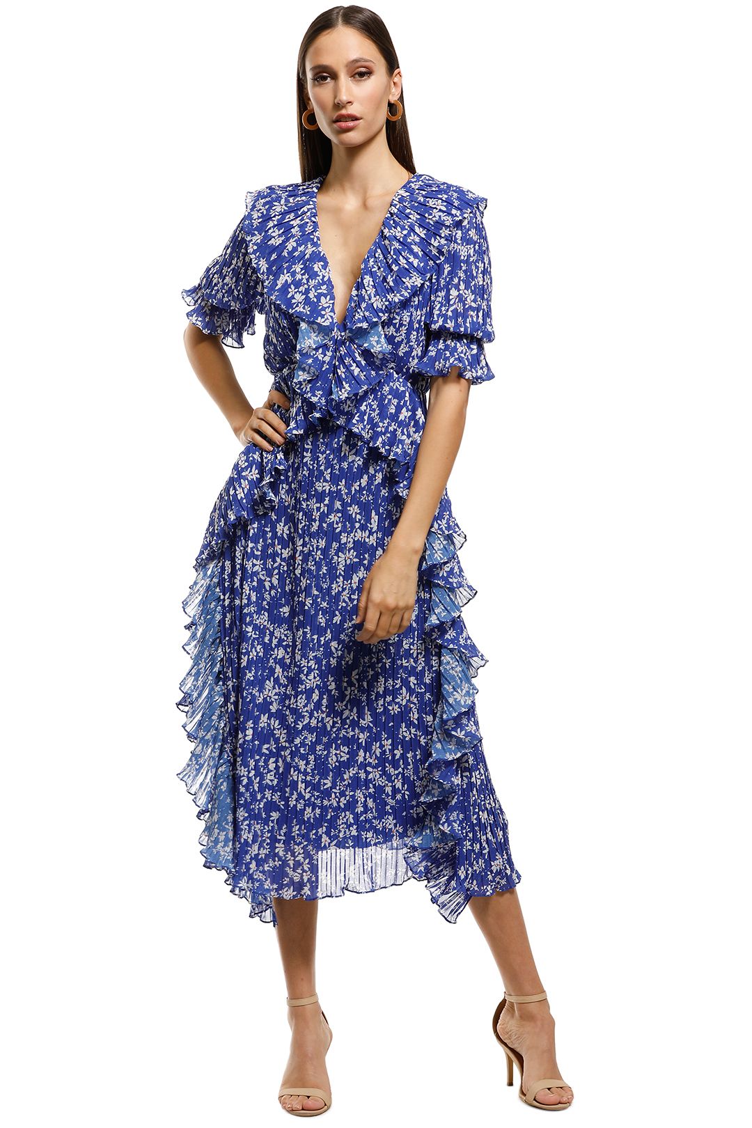 Talulah - Mediterranean Minx Midi Dress - Blue Floral - Front
