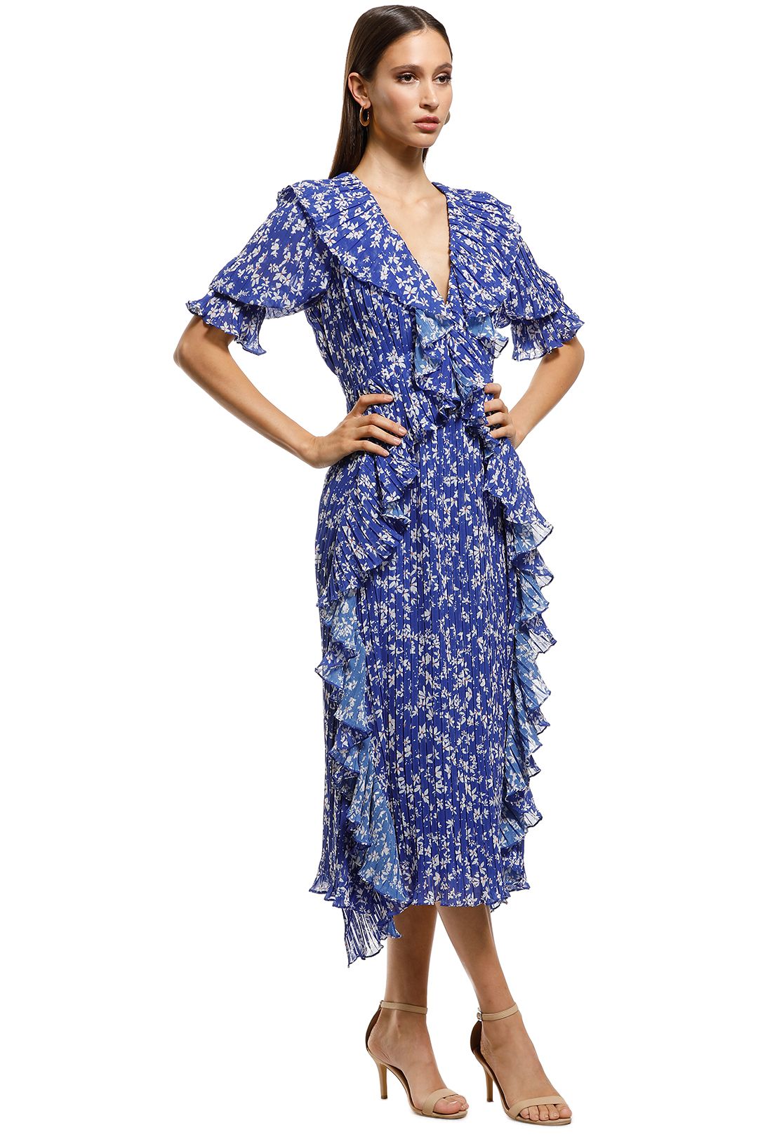 Talulah - Mediterranean Minx Midi Dress - Blue Floral - Side